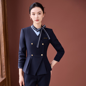 Women's Professional Suit Long Sleeve Polyester Hotel Uniform Elegant Style For Receptionists And Beauty Salons - Product Image 3