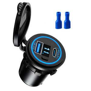 Personalizado 1224 V Rv Golf Cart Marine Moto Qc 3,0 Usb-A <span class=keywords><strong>Doble</strong></span> Usb-C Puerto Pd Cargador Toma de corriente <span class=keywords><strong>Adaptador</strong></span> de corriente con cubierta - Product Image 1