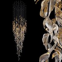 Lustre moderne transparent et de couleur ambre pour hall d'hôtel, lustre suspendu LED de luxe