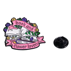 INS Cartoon Library Custom Hard Enamel Pin Manufacturer Wholesale Grow Your Mind Brooch Flower Enamel Pin Funny