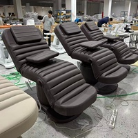 Table de massage et de soin électrique moderne pour cils et visage, en cuir d'agneau noir, 3 moteurs, pour spa et extensions de cils