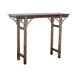 Petite table console en bambou et rotin, style antique fait main, meuble d'entrée - Product Image 5