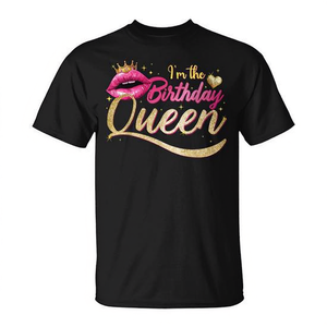 Camiseta Birthday Queen para fiesta de cumpleaños, diseño negro con purpurina para mujer - Product Image 2