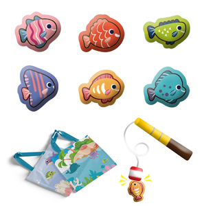 Jeu de pêche Montessori en peluche pour bébé, éveil éducatif précoce, jouets de pêche pour la cognition des animaux marins avec poisson en peluche - Product Image 3
