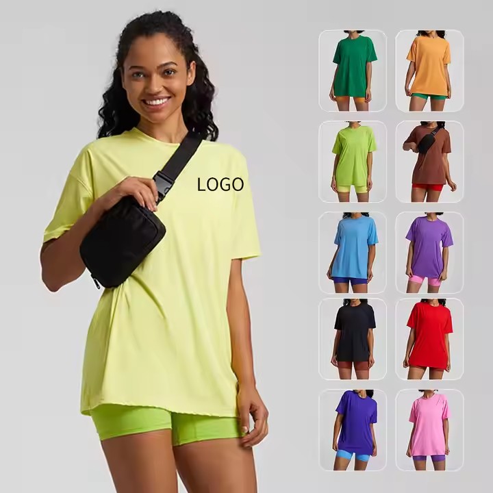 Sport T-Shirt for Women Fitness Outdoor Yoga T-Shirts Double Brushed Activewear Breathable Quick Qry