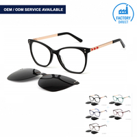 Lunettes à clipser carrées arrondies avec verres solaires polarisés UV400 TAC, montures optiques en acétate, vente en gros OEM ODM