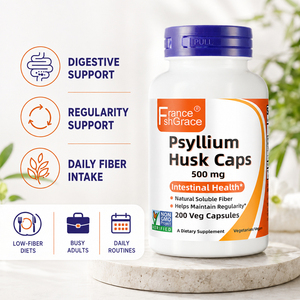 Complément alimentaire à base de psyllium en marque privée Shecome, soutien pour la santé digestive et prébiotique pour adultes, 200 capsules de psyllium - Product Image 3
