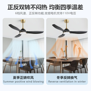 Ceiling Fan Light With Led Light Fixed Blade Flush Mount For Living Room Bedroom Home Restaurant - Product Image 4