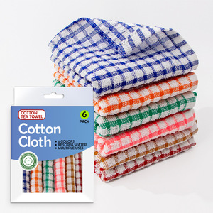 Paño de Cocina de Algodón, Paquete de 6, Diseño a Cuadros, Absorbente, Múltiples Usos - Product Image 1