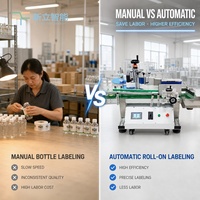 Machine d'étiquetage automatique électrique à rouleaux pour bouteilles, avec moteur en bois, pour les industries des boissons, pharmaceutiques, alimentaires et chimiques, utilisation sur table, avec convoyeur
