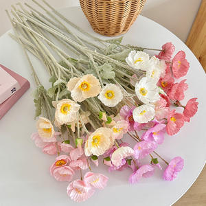 Fleur de pavot artificielle <span class=keywords><strong>en</strong></span> soie blanche et bleue L-010, toucher réaliste, pour décoration de mariage, maison, remise de diplôme, fête des mères, Saint-Valentin - Product Image 5