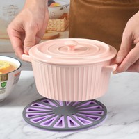 Sous-plat réversible 2-en-1 personnalisé en silicone, protecteur de plan de travail rond, support de pot robuste, support de casserole, dessous de plat