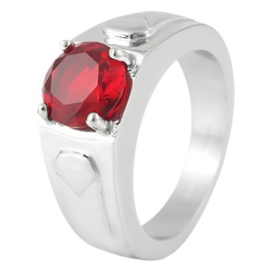 yunnique Stainless Steel Shield <b>Ring</b> Silver White Stone Prong Setting Unisex Wedding Fashion <b>Ring</b> - Product Image 5