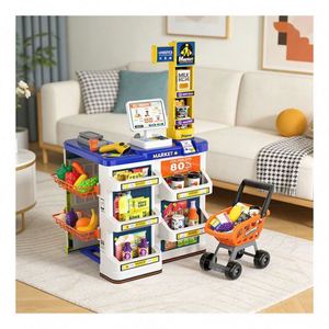 Toysrunner Juego de Juguetes de Plástico para Simular un Puesto de Mercado, Mini Caja Registradora para Niños, Escáner, Carrito de Compras de Supermercado, Educativo CN - Product Image 4