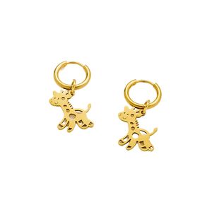 Boucles d'oreilles pendantes en acier inoxydable motif <span class=keywords><strong>girafe</strong></span> mignonne, style dessin animé ajouré, design unique, style Ins, polyvalentes - Product Image 5
