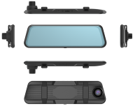 Caméra de rétroviseur avec écran tactile IPS 9,66 pouces, double objectif, vision nocturne, enregistrement en boucle, 12-24V, BSD, HDR, Full HD 1080P 2K
