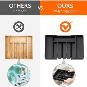 Boîte de rangement de couverts réglable et rétractable en gros, séparateurs extensibles pour tiroirs de cuisine, organisateur d'ustensiles pour l'organisation domestique - Product Image 3