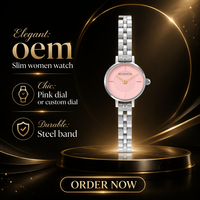 Montre-bracelet tendance pour femme, personnalisée, ovale, à quartz, analogique, avec bracelet en acier inoxydable, cadran minimaliste, mini-arche, à trois maillons, bicolore