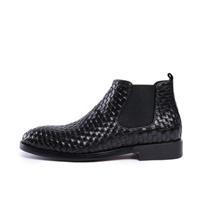 2025 Men's Classic Waterproof Genuine Leather Chelsea Boots <b>Knee</b>-High Business Short Bright Shoes - Product Image 5