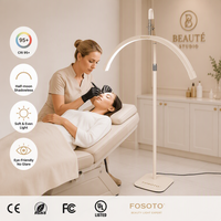 Nouvelle lampe de sol demi-lune couleur beige pour lit de beauté, lumière sans ombre de 28 pouces pour studio de maquillage, fabricant direct d'usine