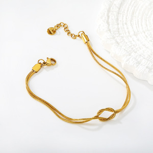 Pulsera Minimalista de Cadena de Serpiente con Diseño Anudado, Joyería Unisex de Acero Inoxidable, Accesorio de Moda - Product Image 1