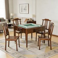 Table de Mahjong Automatique Moderne de Luxe en Mélamine/Acrylique, Design Élégant Effet Bois, Portable, Compatible Mahjong Américain, Taïwanais et Chinois