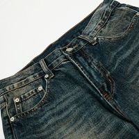 Jeans larges vintage personnalisés pour hommes, effet vieilli, avec patchs, en denim de coton épais, vente en gros, OEM ODM, marque privée
