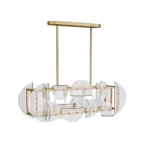American technology golden supplier kitchen lights restaurant bar rectangular lustre indoor brass flush mount glass chandelier