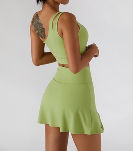 Reggiseno Sexy con una tracolla e con pantaloncini da Golf gonna da Tennis 2 pezzi tuta da Yoga set Fitness donna che corre abbigliamento da allenamento - Product Image 3