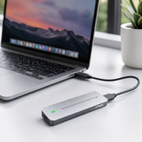 Casing SSD M.2 NVMe 10Gbps dengan Chip JMS583, Protokol Ganda, Aluminium Alloy, Disipasi Panas, Casing Hard Drive Eksternal
