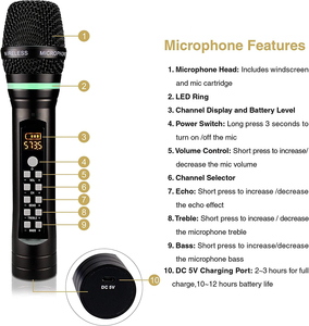 Professional BT Karaoke <b>Microphone</b> Inalambric Dynamic Handheld <b>Wireless</b> <b>Microphone</b> Portable for Communication - Product Image 3