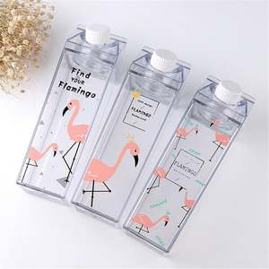 Wholesale 500ml/1000ml Acrylic <b>Plastic</b> Transparent Square Leak-Proof Dishwasher Safe Minimalist Party Carton Water Bottle Bulk - Product Image 4