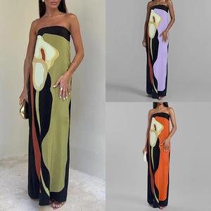 Nuovo <span class=keywords><strong>Stile</strong></span> Abito Estivo da <span class=keywords><strong>Donna</strong></span> Alla <span class=keywords><strong>Moda</strong></span> e Sexy Senza Spalline con Stampa Multicolore - Product Image 2