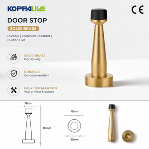 Koppalive Fermaporta in Ottone Massiccio Bronzo Anticato Oro, Paracolpi per Porta <span class=keywords><strong>da</strong></span> Interno con Punta in Gomma Moderna, Montaggio a Parete - Product Image 3