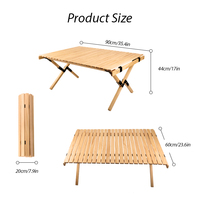 KingGear Table de camping pliante portable de luxe de style japonais Table de camping en bois mobilier d'extérieur pour pique-nique et barbecue