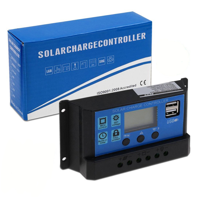 2 USB 5V 2A MCU Control Auto 12V 24V Solar Charger PWM Controller 30A 20Amp PWM 10A