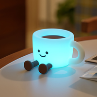 Veilleuse USB rechargeable en silicone, support de téléphone portable en forme de tasse à café, lampe d'ambiance LED de chevet, couleurs changeantes