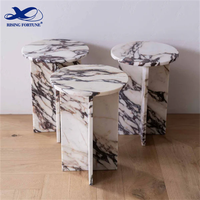 Calacatta Viola Table basse en marbre Socle bas pour salon en marbre Table basse de luxe en pierre naturelle et ronde Table d'appoint