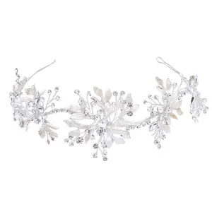 Fashion Wedding Crystal Hair Vine Headpiece Bridal Hair Accessories Handmade Queen Women Crown Tiaras