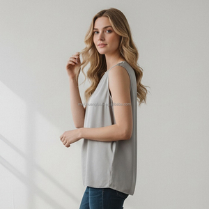<span class=keywords><strong>Camiseta</strong></span> de Seda Satinada Personalizada para <span class=keywords><strong>Mujer</strong></span>, sin Mangas, para Oficina - Product Image 2