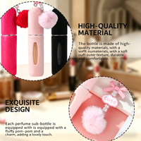 Atomizador de Perfume Portátil Recargable de 5ml con Logotipo Personalizado, con Llavero de Pompón para Bolsos y Mochilas de Mujer, para Uso Diario