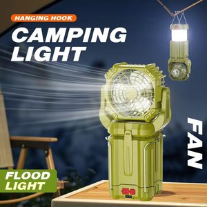 Ventilateur de camping solaire multifonctionnel puissant pour usage extérieur, rechargeable par USB-C, en aluminium, étanche, modèle HB-1979F - Product Image 6