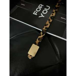 Ceinture en fausse fourrure pour femme Fiori, imprimé léopard, boucle carrée en résine, style décontracté, ceinture en tissu - Product Image 2