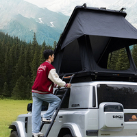 Tente de voiture ADA OVERLAND Triangle en aluminium à coque rigide avec revêtement PU, tissu en polycoton, installation rapide, échelle incluse