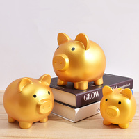 Tirelire en vinyle en forme de cochon doré, grande, mignonne, pour ranger les pièces de monnaie, boîte de sécurité pour adultes et enfants, cadeau idéal pour les anniversaires, les fêtes, décoration de la maison