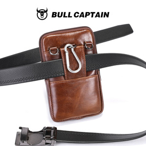 BULLCAPTAIN 정품 가죽 남성용 벨트 폰 파우치 (5.5~6.4인치 휴대폰용, 세로형, 카드 홀더 및 키 파우치 포함) - Product Image 5