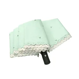 Entièrement automatique ouvert fermer femmes cadeaux pluie parapluie dames pliable coloré clair Compact 3 pli parapluie