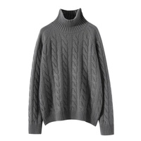 Pull en cachemire à col roulé en tricot torsadé chaud de style classique pour femme