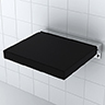 Chaise de douche murale pliante carrée en acier inoxydable de haute qualité, noire, écologique, durable, facile à installer
