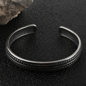 Titanium Steel Open Bracelet <b>28mm</b> Retro Wheat Ear Twist Design Unisex Jewelry - Product Image 4